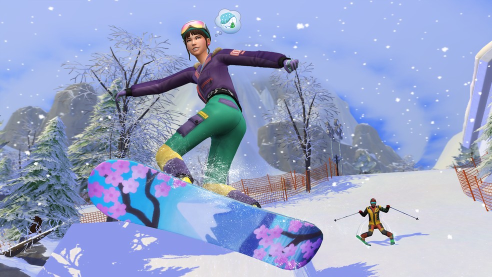 Em The Sims 4 Diversão na Neve, os personagens poderão fazer esqui, snowboarding e andar de trenó — Foto: Divulgação/Electronic Games