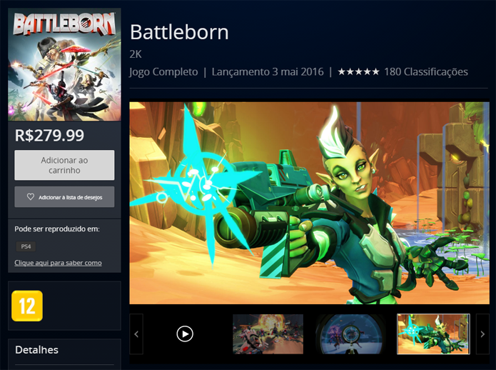 Página de Battleborn na PlayStation Store (Foto: Reprodução/André Mello)
