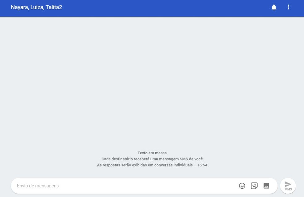 Grupo do Android Mensagem na versão web (Foto: Reprodução/ Taysa Coelho)