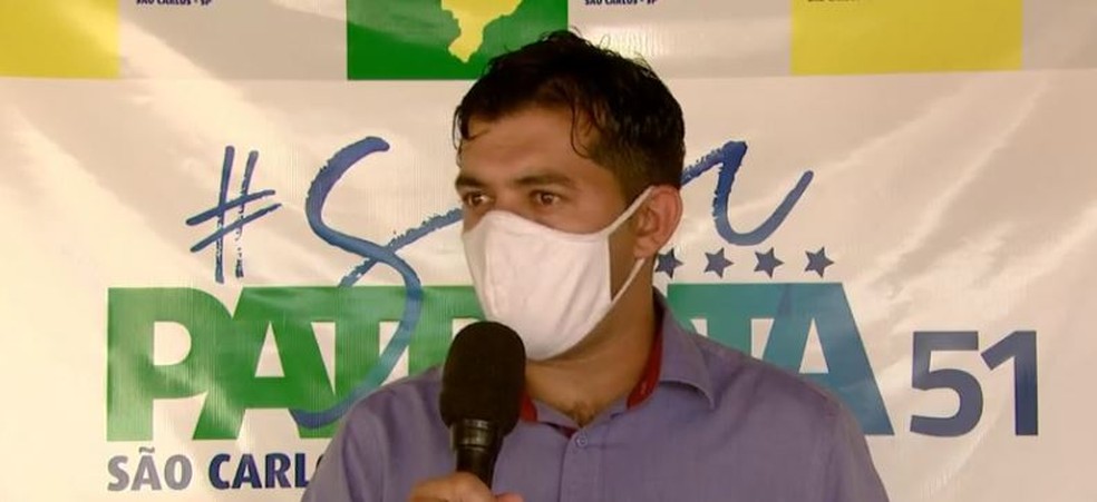 O candidato a prefeito de São Carlos Leandro Guerreiro (Patriota) — Foto: Reprodução/EPTV
