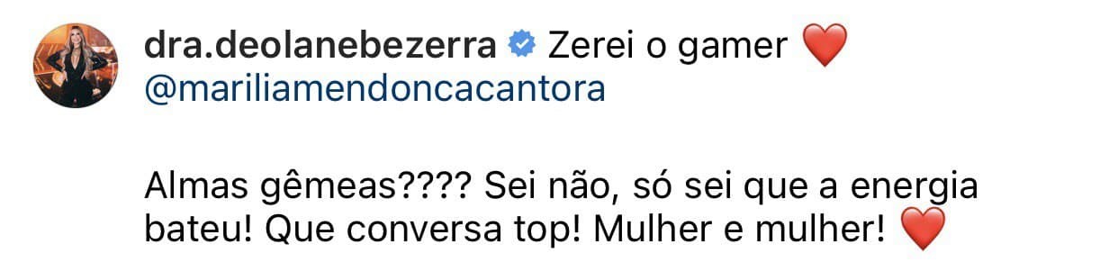 Deolane Bezerra derrete-se por Marília Mendonça (Foto: Reprodução/Instagram )