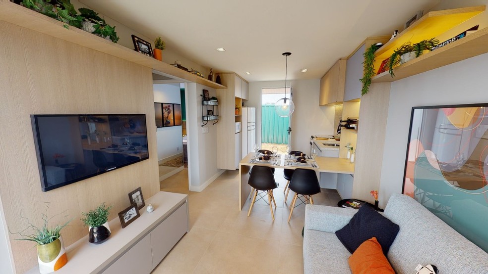 Marca divulgou decoração de casa construída pelo método off-site em Iperó (SP) — Foto: Alea/Divulgação
