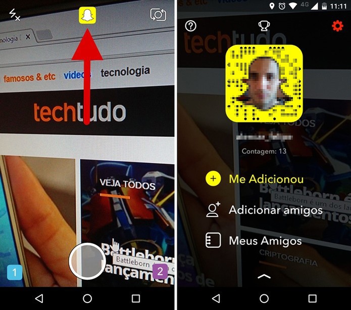 Acessando o seu perfil do Snapchat (Foto: Felipe Alencar/TechTudo)