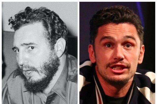 Fidel Castro (1926-2016) em foto de 1959 e o ator James Franco (Foto: Getty Images)