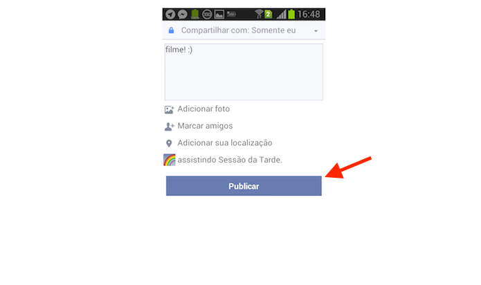 Publicando uma mensagem contendo uma ação no Facebook Lite para Android (Foto: Reprodução/Marvin Costa)
