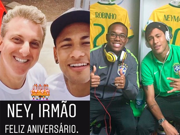 Luciano Huck e Robinho parabenizam Neymar pelo aniversário de 28 anos (Foto: Reprodução/Instagram)