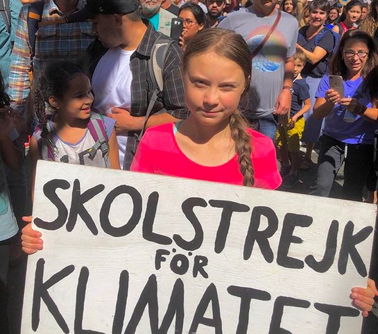 A ativista Greta Thunberg durante um protesto em Nova York (Foto: Instagram)