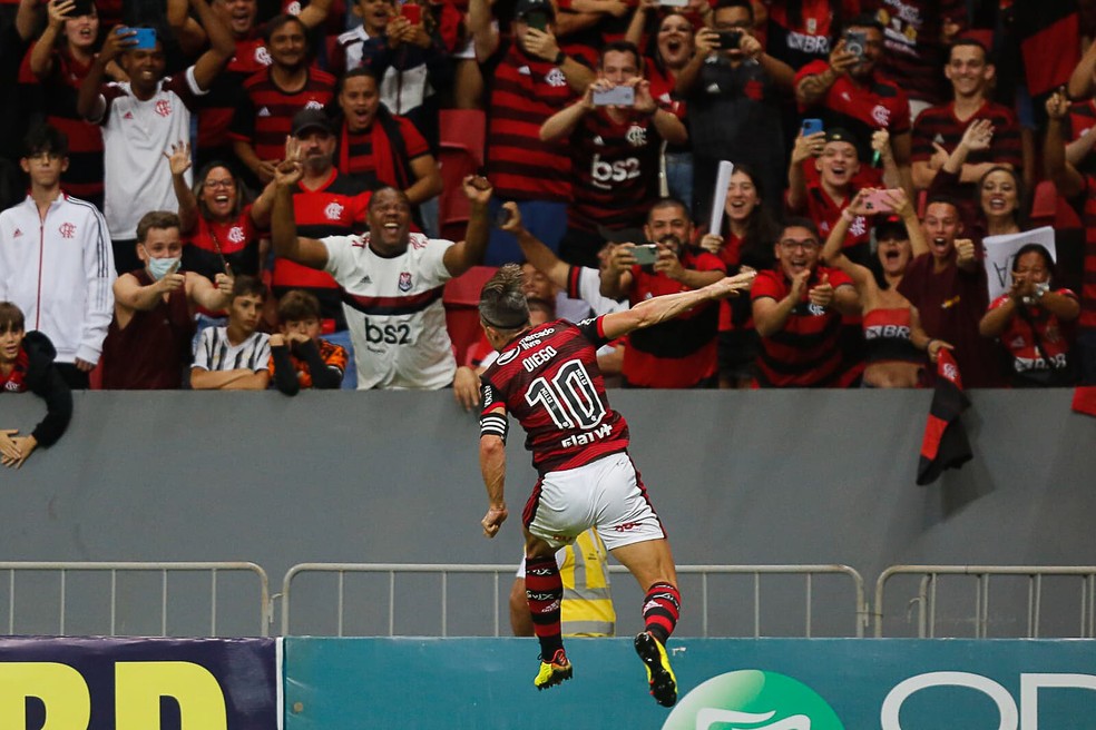 Diego comemora seu gol contra o Coritiba — Foto: Gilvan de Souza/Flamengo