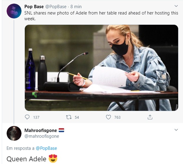 Aparição de Adele empolga a web (Foto: Reprodução/Twitter)