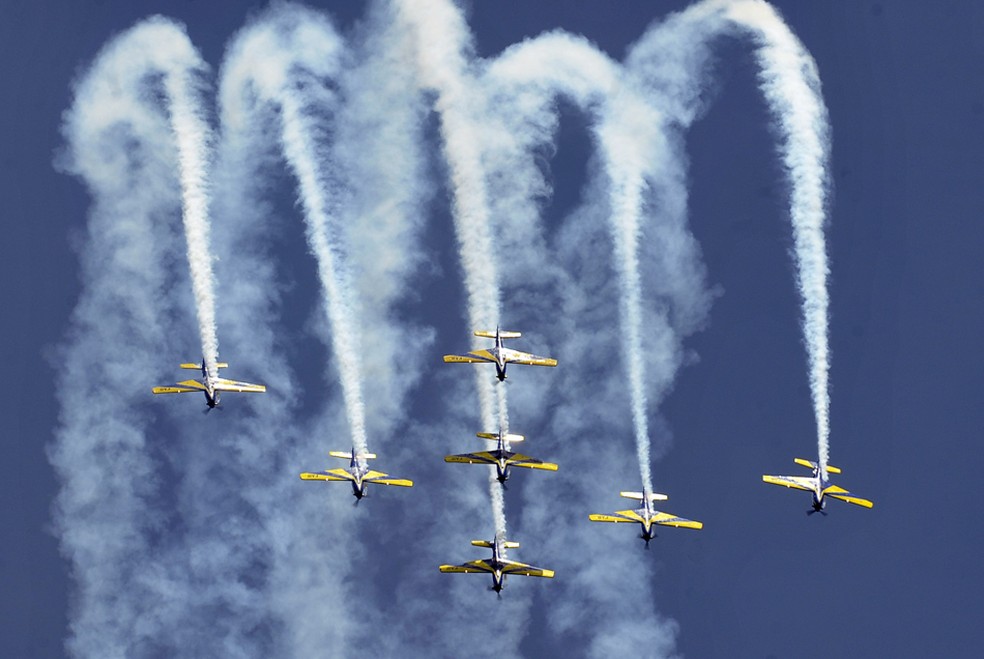 Esquadrilha da fumaça encerra Desfile Cívico-Militar de 7 de Setembro, na Esplanada dos Ministérios em Brasília — Foto: Antônio Cruz/ABr