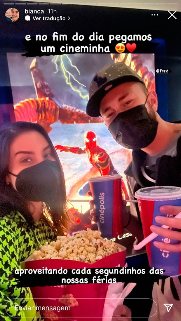 Bianca Andrade e Fred vão juntos ao cinema pela primeira vez em cinco anos de relacionamento (Foto: Reprodução/Instagram)