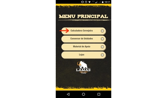 Menu principal do Lamas Brew Tool para Android (Foto: Reprodução/Raquel Freire)