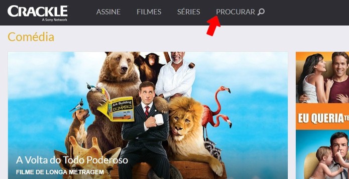 Ferramenta do Crackle permite procurar por filmes e séries (Foto: Reprodução/Rodrigo Fernandes) Ferramenta do Crackle permite procurar por filmes e séries (Foto: Reprodução/Rodrigo Fernandes)