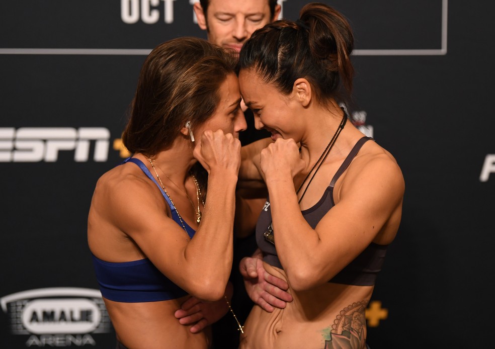 Joanna Jedrzejczyk Michelle Waterson pesagem UFC Tampa — Foto: Getty Images