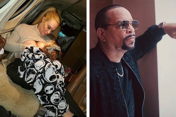 A modelo Coco Austin amamentando a sua filha de 3 anos e meio; o rapper Ice T, marido de Coco (Foto: Instagram)