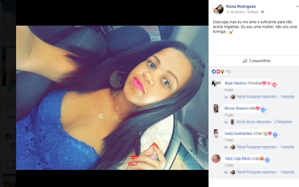 Jovem de 19 anos morreu apÃ³s ser baleada, no sul da Bahia (Foto: ReproduÃ§Ã£o/ Facebook)