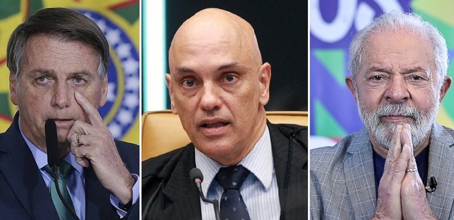 O presidente Bolsonaro, o ministro Alexandre de Moraes e o ex-presidente Lula