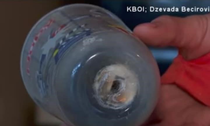 Parte inferior do copo depois da explosão (Foto: Reprodução Youtube)