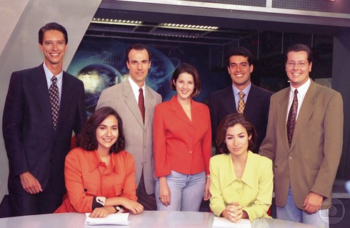 Sérgio Aguiar, Maria Beltrão, Eduardo Grillo, Christiane Pelajo, Renata Vasconcellos, André Trigueiro e Marcio Gomes em 1996
