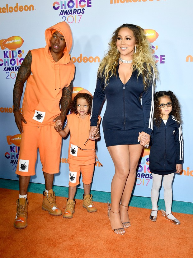 Mariah Carey e Nick Cannon com os filhos  Moroccan e Monroe (Foto: Getty Images)