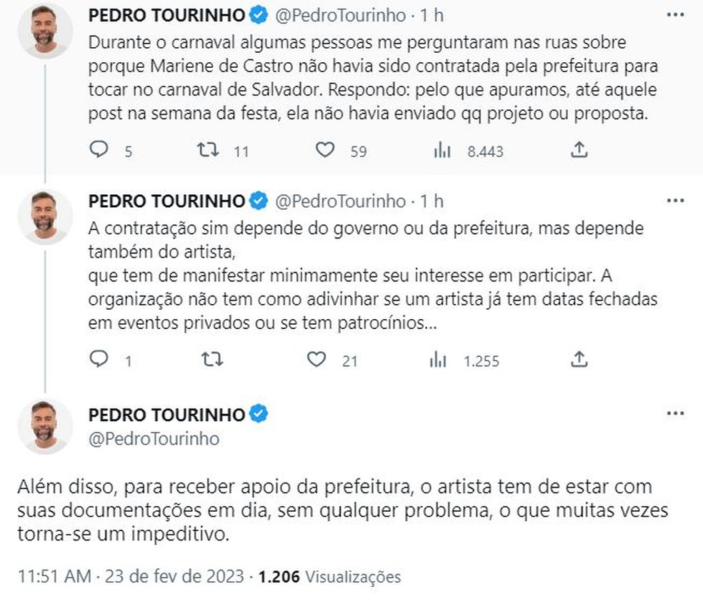 Após Mariene de Castro desabafar sobre ausência no carnaval de Salvador, secretário de Cultura diz que ela 'não manifestou interesse' — Foto: Reprodução/Redes Sociais
