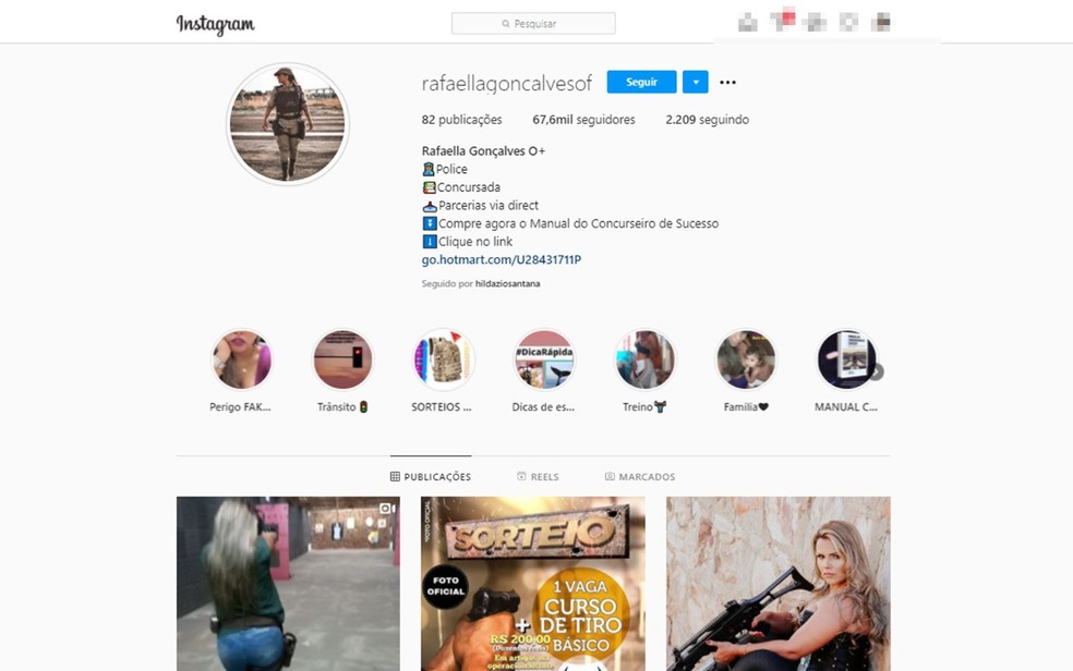 PM na Bahia tinha mais de 67 mil seguidores nas redes sociais — Foto: Reprodução/Instagram