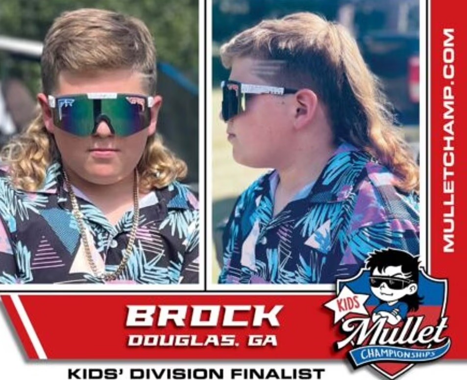 Brock é um dos finalistas da competição de mullets dos Estados Unidos (Foto: Divulgação/ Mullets Championship)