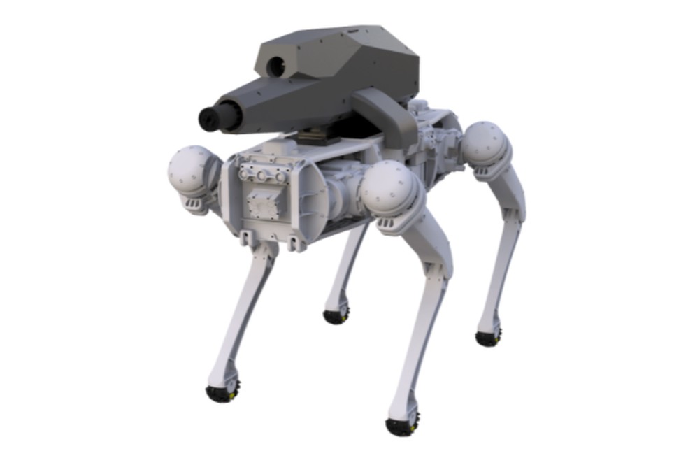 Cão robô com rifle da Ghost Robotics — Foto: Sword Defense