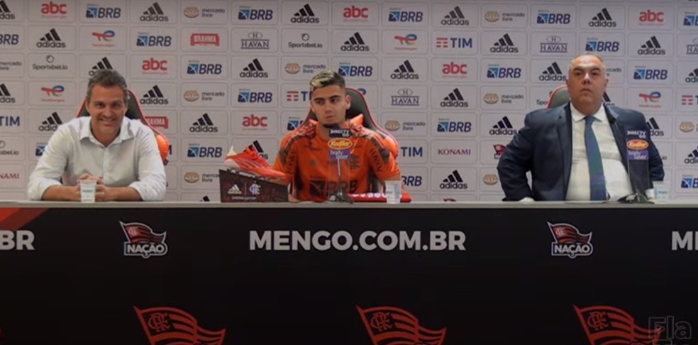 Bruno Spindel, Andreas Pereira e Marcos Braz, Flamengo &mdash; Foto: Reprodu&ccedil;&atilde;o