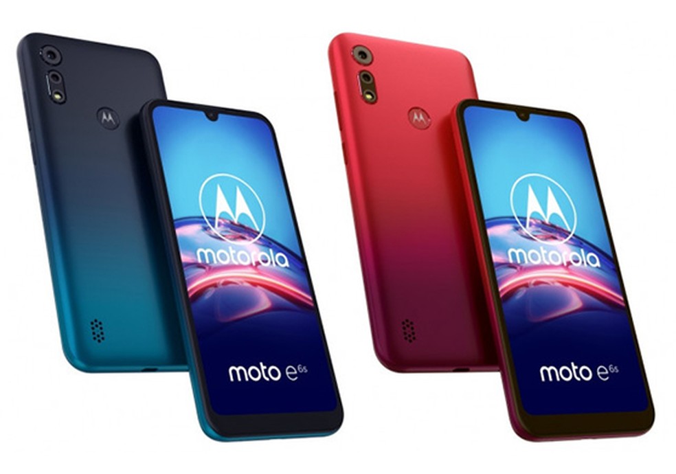 Moto E6S têm acbamento em azul ou vermelho — Foto: Divulgação/Motorola