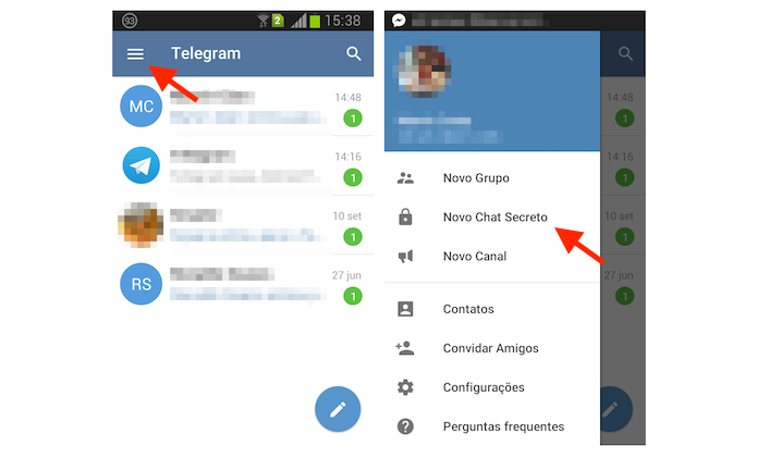 Iniciando um chat secreto do Telegram no Android (Foto: Reprodução/Marvin Costa)