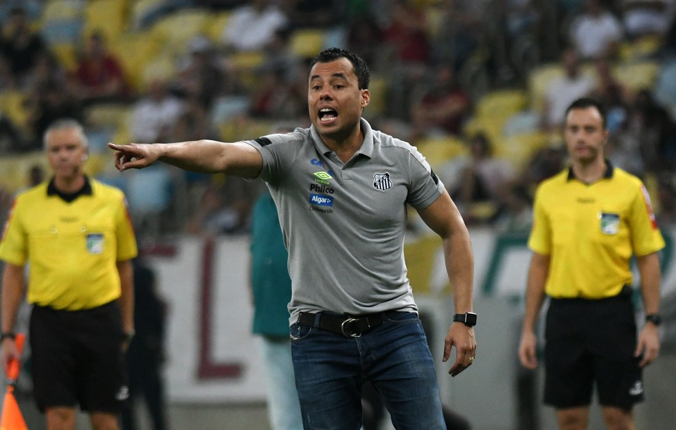 Jair Ventura orienta o Santos no Maracanã (Foto: Alexandre Durão)