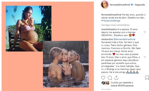 Fernanda Lima e os filhos gêmeos (Foto: Reprodução/Instagram)
