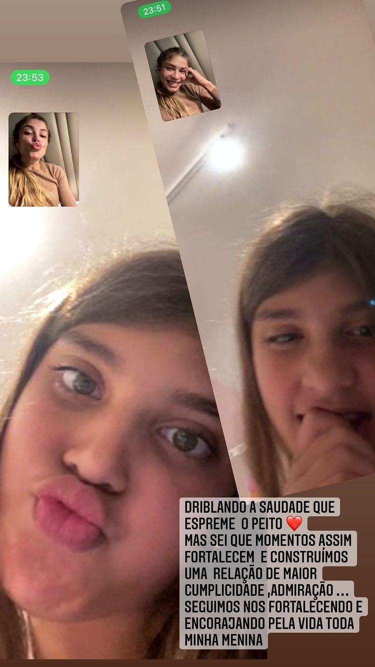 Grazi Massafera em vídeochamada com a filha Sofia (Foto: Instagram/Reprodução)