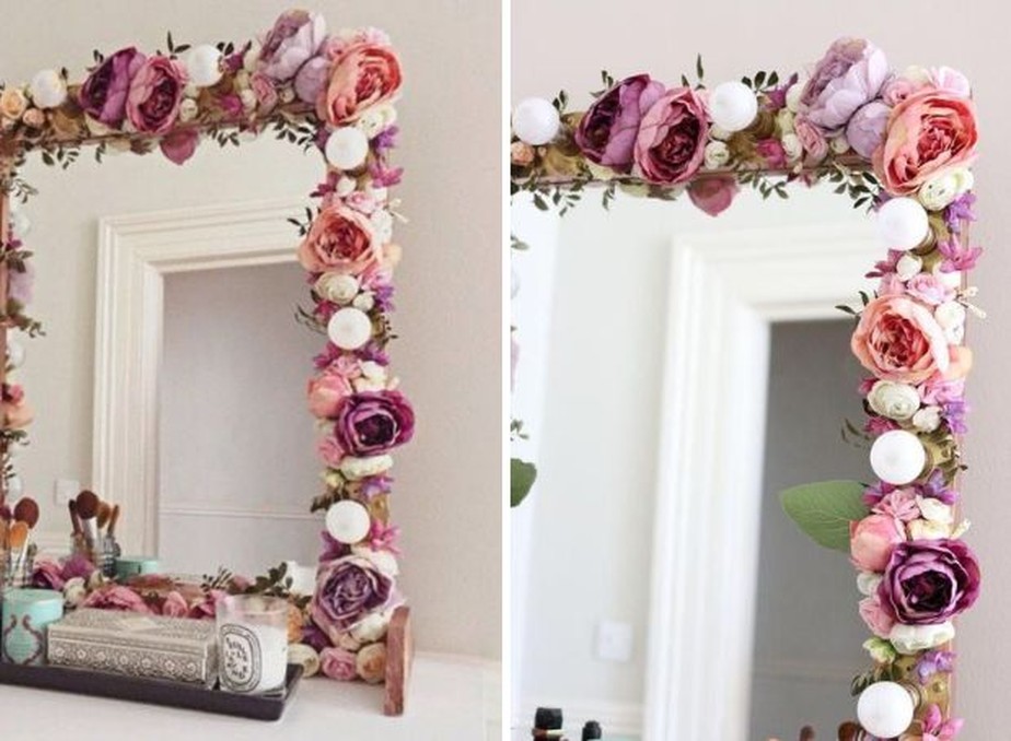Decoração floral em espelhos proporciona um espaço ideal para realizar fotografias