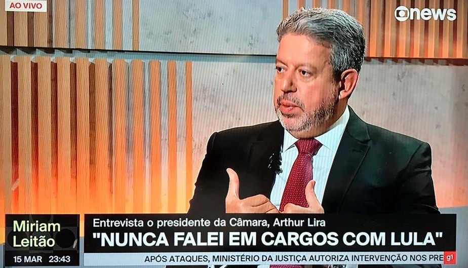 Arthur Lira concede entrevista à jornalista Miriam Leitão