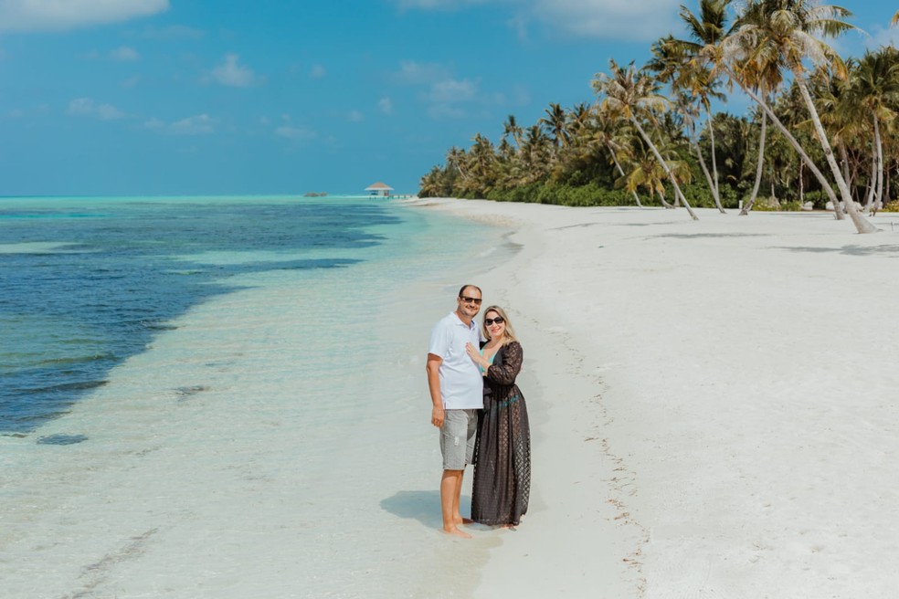 Casal está de quarentena nas Maldivas após testar positivo para Covid — Foto: Arquivo Pessoal