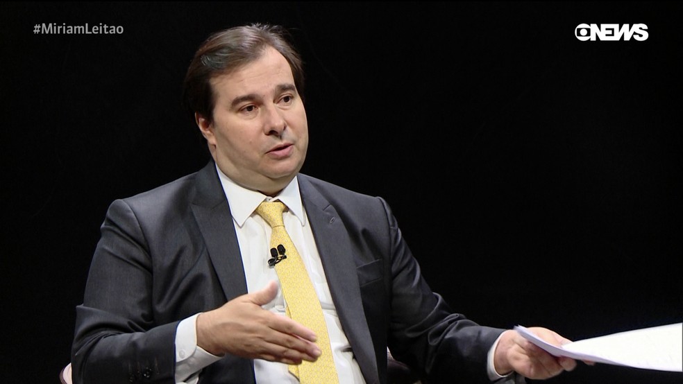 O ex-presidente da Câmara, Rodrigo Maia (DEM-RJ), em entrevista à jornalista Miriam Leitão, da GloboNews, na semana passada — Foto: Reprodução/GloboNews