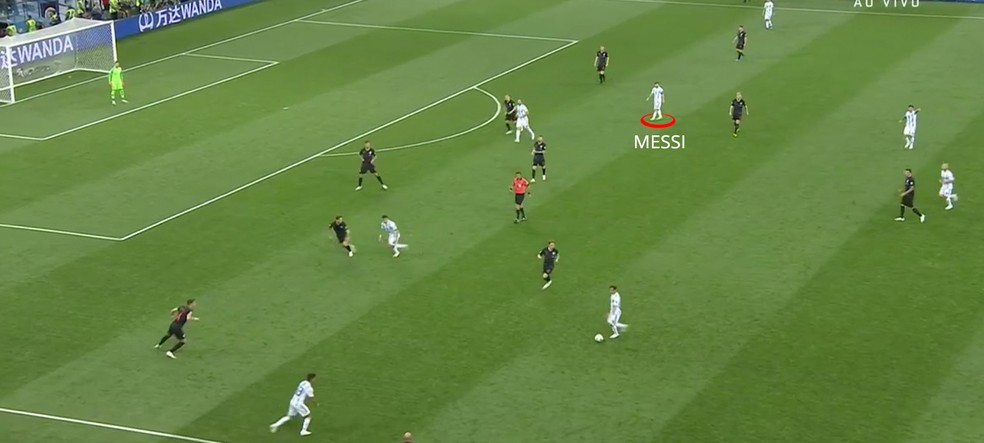 Messi preso na marcaÃ§Ã£o da CroÃ¡cia (Foto: Leonardo Miranda)