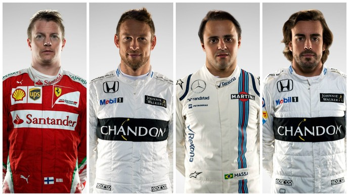 Kimi Raikkonen, Jenson Button, Felipe Massa e Fernando Alonso, os veteranos da Fórmula 1 (Foto: Divulgação)