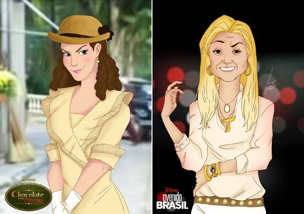 As vilãs Olga e Carminha se como se fossem criadas pela Disney: atriz Priscila Fantin ajudou a tornar mais conhecido trabalho de Isaque (Foto: Reprodução / Life Art Times)