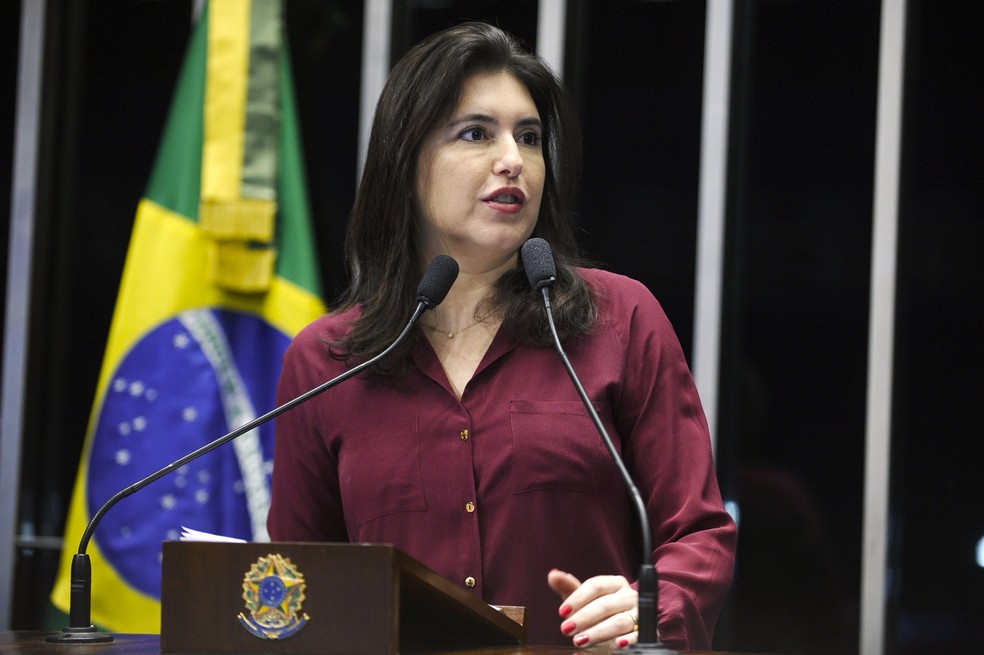A senadora Simone Tebet (MDB-MS) — Foto: Marcos Oliveira/Agência Senado