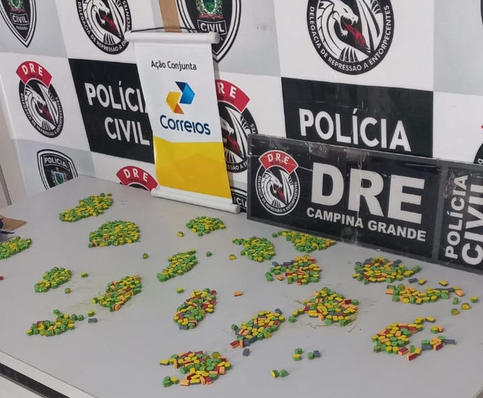 Comprimidos de ecstasy apreendidos em Campina Grande — Foto: Polícia Civil/Divulgação