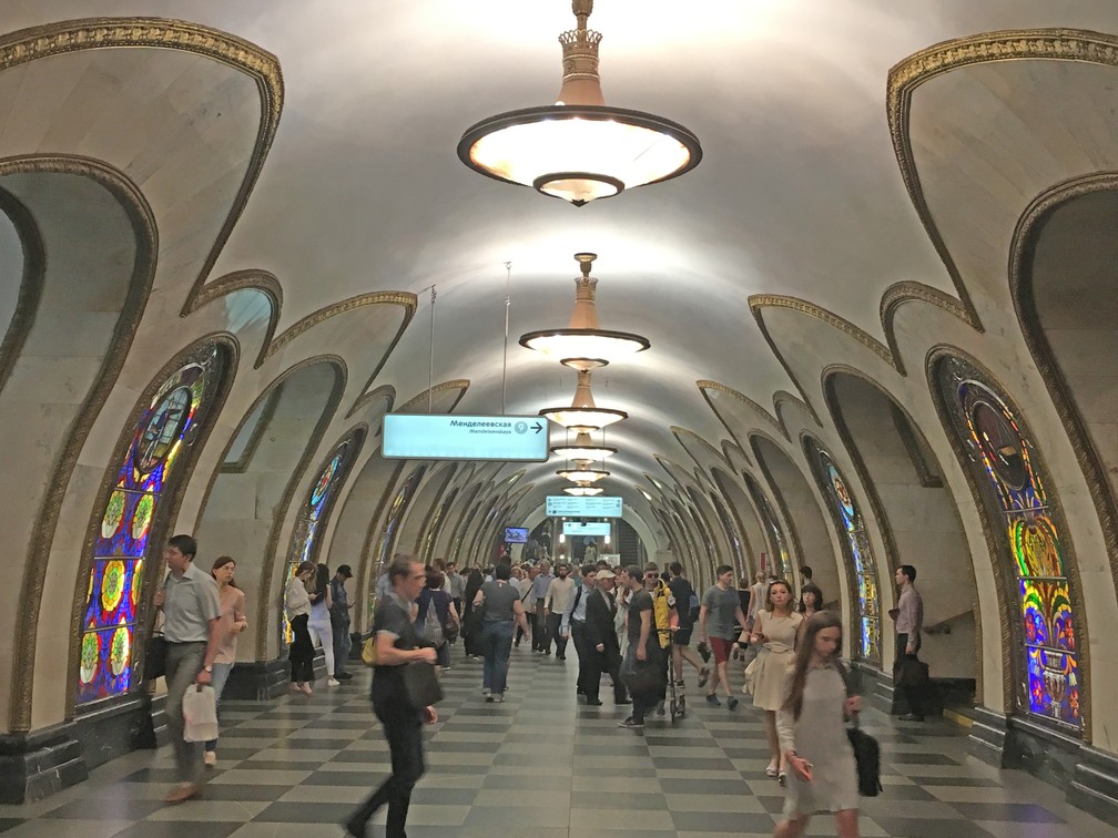 Estação Novoslobodskaya, em Moscou (Foto: Adriane Schultz/ G1)