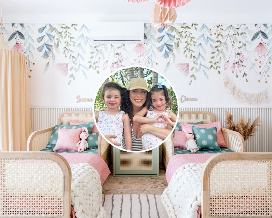 O quarto das pequenas Sienna e Chiara, filhas da influencer Fabiana Justus, tem inspiração boho e muitos tons pastel