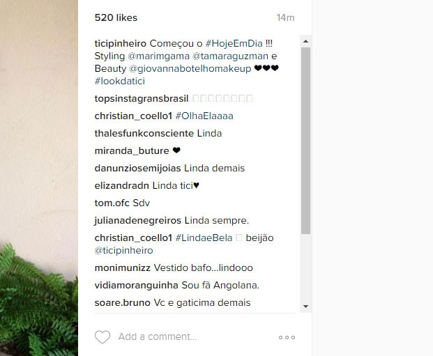 Chuva de elogios para o look de Tici Pinheiro (Foto: Reprodução/instagram)