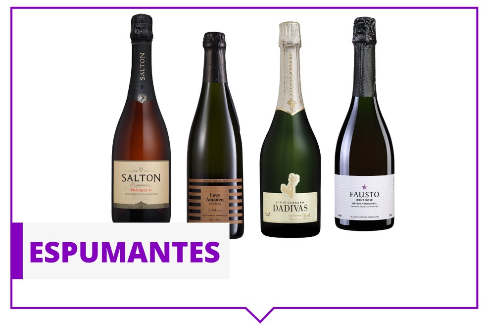 Especialistas indicam 4 espumantes para quem quer começar a apreciar vinhos. — Foto: Arte / G1.