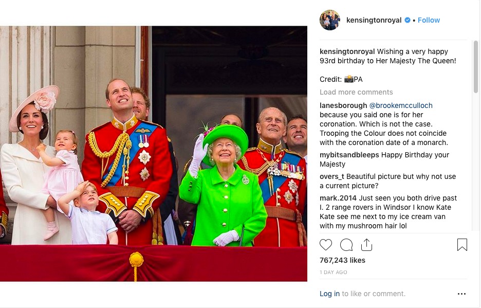 A foto compartilhada na conta oficial do Príncipe William com a duquesa Kate Middleton no Instagram, com Harry escondido e sem a presença de Meghan Markle (Foto: Instagram)
