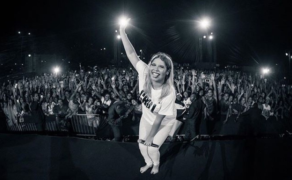 Marília Mendonça em gravação ao vivo em Belém em agosto de 2018 — Foto: Flaney Gonzallez / Instagram Marília Mendonça