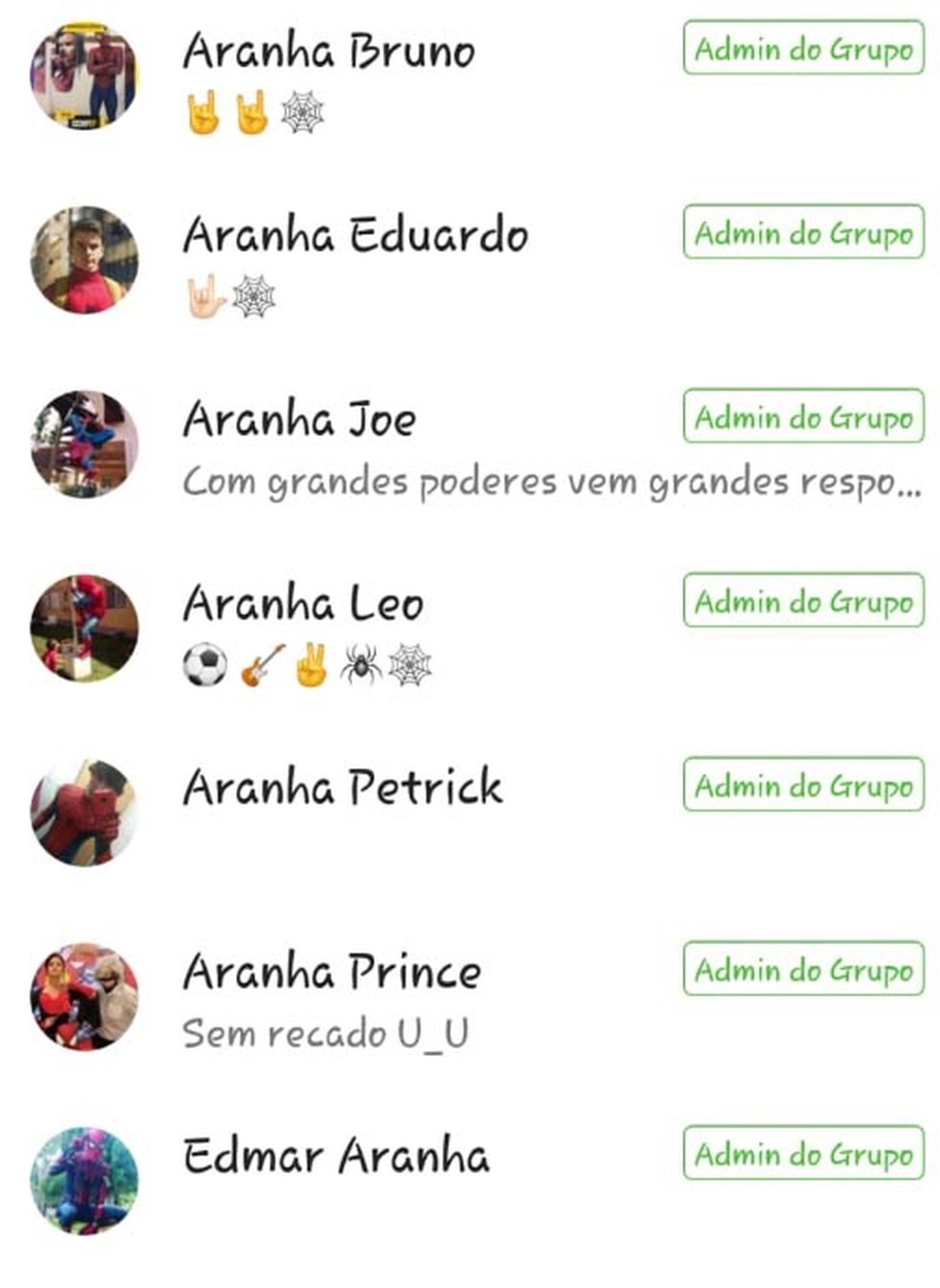Homens-aranha de todo o pa&iacute;s trocam experi&ecirc;ncias em grupo de Whatsapp. (Foto: Homem-Aranha Mineiro/Arquivo pessoal)